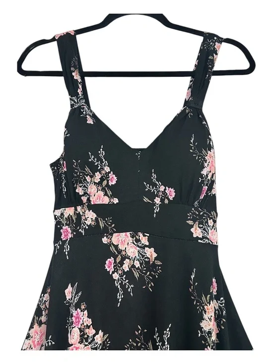 American Rag Handkerchief Dress Womens Small Floral Black Smocked Cottagecore - Picture 3 of 9